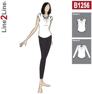 Line2Line snitmønster - B1256 Bluse med læg og puf tulipanærmer